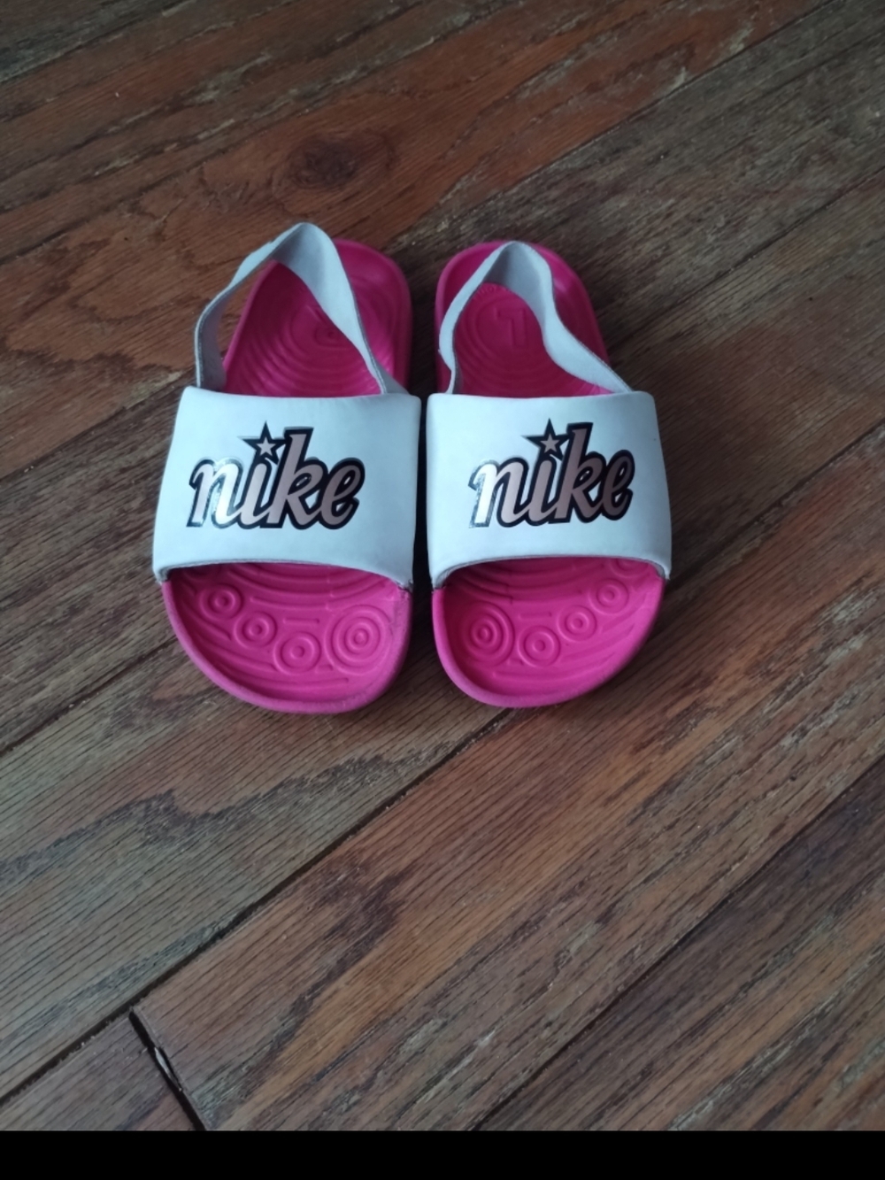 Nike Kids White and Pink Slingback Sandals Slides